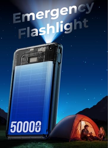 50000mAh Portable Charger Power Bank, Fast Charging with Built in Cables