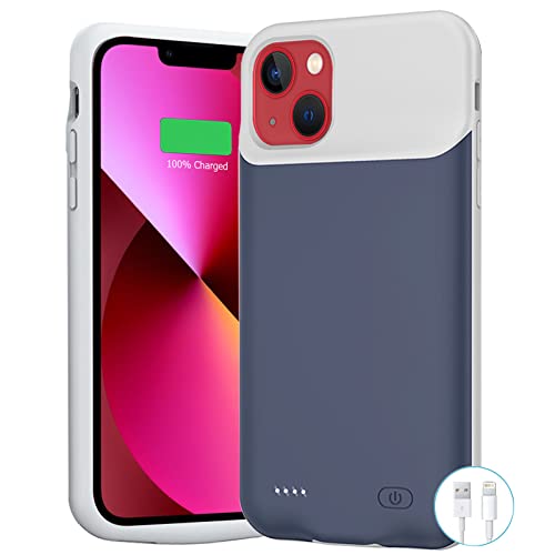 Battery Case for iPhone 13 Mini/12 Mini,Upgraded 7000mAh Slim Portable Rechargeable Protective Charging Case Compatible with iPhone 13 Mini/12 Mini (5.4 inch) Extended Battery Pack Charger Case-Blue