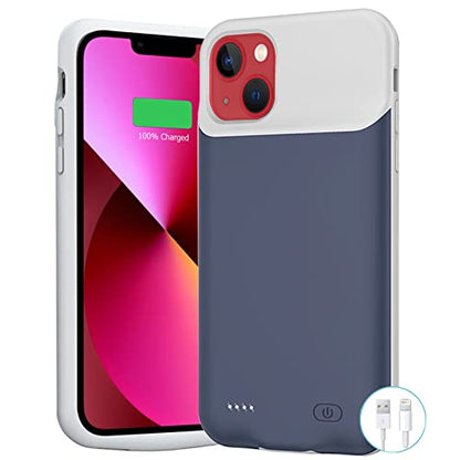 Battery Case for iPhone 13 Mini/12 Mini,Upgraded 7000mAh Slim Portable Rechargeable Protective Charging Case Compatible with iPhone 13 Mini/12 Mini (5.4 inch) Extended Battery Pack Charger Case-Blue