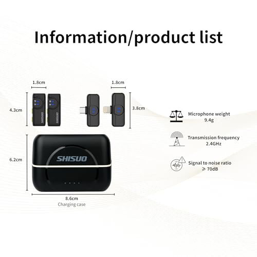 Dual Wireless Lavalier Microphone for iPhone Android, 2 Receivers - color: Black and Silver