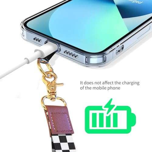 Cell Phone Lanyard Adjustable Crossbody Strap, Cute Phone Neck Wristlet Wrist Strap Patch for Keys Case Accessories - color: Black White Checkerboard