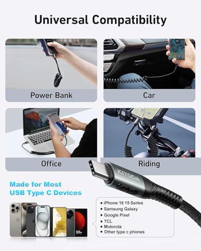 USB to USB C Cable [2Pack 3FT] Coiled USB C Cable Fast Charging 60W-Black - color: Black, size: 3FT - 2Pack, style: USB A to USB C