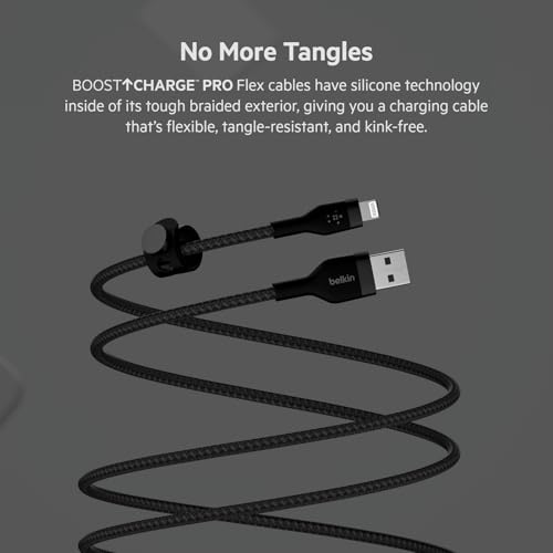 Belkin USB A to Lightning Braided Cable 2 Pack, 3.3ft iPhone Charger Cord - color: Black, style: 1M 2-Pack