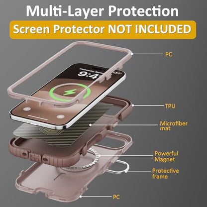 Follaroma Magnetic for iPhone 17 Air Case with Camera Stand, Light Brown | Built-in Glass Camera Cover,Compatible with MagSafe,Heavy Duty Shockproof Protective,Military-Grade Anti-DropDual Layer Cover - color: Brown Pink, size: iPhone 17 Air 6.5''