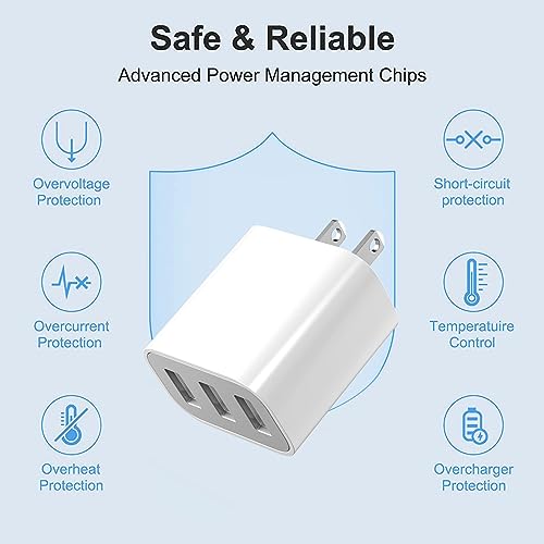 3 USB A Ports Charger Block,5 Pack YTFCYIKBG Cell Phone wall Chargers - color: Ivory