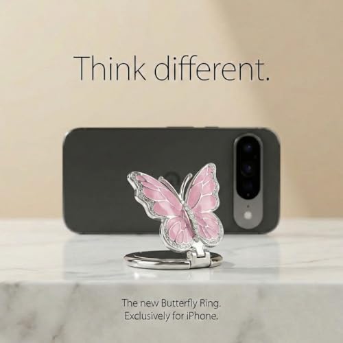NXVX Butterfly Phone Ring Holder, Pink 360° Finger Grip & Kickstand - color: Pink Butterfly