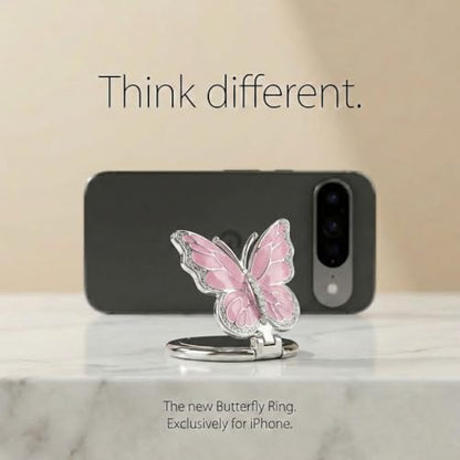 NXVX Butterfly Phone Ring Holder, Pink 360° Finger Grip & Kickstand - color: Pink Butterfly