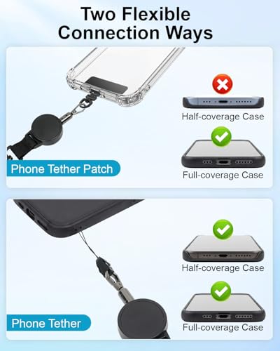 SUPBEE Anti-Theft Phone Strap, Retractable Steel Cable Phone Tether - color: 1 Pack- Matte Black