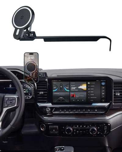 PZK Car Phone Holder for 2022-2026 Chevy Silverado/GMC Sierra 13.4'' Screen - color: Magsafe+ Wireless Charger, size: Silverado/GMC Sierra 2022-2026 (Extension Rod)