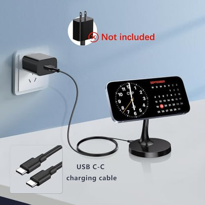 Magnetic Wireless Charger iPhone Stand 15W Fast Mag-Safe Charger for iPhone 17/17 Pro/17 Air/17 Pro Max 16/15/14/13/12 Series Apple Magnet Wireless Charging Station/Pad for AirPods - color: 1Pack Black