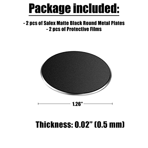 Replacement Metal Plates Set for Magnetic Car Phone Holders, Wall & Air Vent Mounts, Cases, Magnets. Kit of 2 Matte Black Round Iron Discs without Holes. 3M Adhesive Backing. Steel Disks 2 Pack. - color: Black / 2 Pack