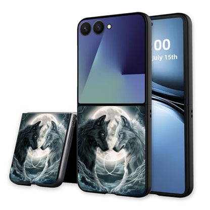 for Z Flip 7 Case Ultra Thin 1.2mm Matte Hard PC Phone Cover- Anti-Scratch Anti-Fingerprint Slim Fit Shockproof Protection Cover for Samsung Galaxy Z Flip 7 Case,Black White Wolves - color: Black White Wolves
