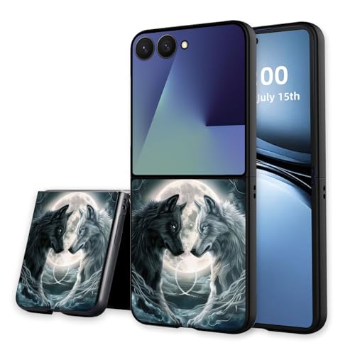 for Z Flip 7 Case Ultra Thin 1.2mm Matte Hard PC Phone Cover- Anti-Scratch Anti-Fingerprint Slim Fit Shockproof Protection Cover for Samsung Galaxy Z Flip 7 Case,Black White Wolves - color: Black White Wolves