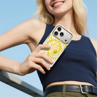 VisEnt Clear Case for iPhone 17 Pro, Magnetic Phone Case, Transparent Slim Cover, Military Grade Protection, Shockproof, Anti-Yellowing, Scratch Resistant, Folk Gold Sun - color: Folk Gold Sun, size: Iphone 17 Pro