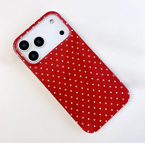 Qokey Compatible with iPhone 17 Pro Max Case, White Polka Dot TPU Glossy Case, Cute Simple Aesthetics Design for Girls Women, Lightweight Soft Slim Protection Fashionable Cover - Wine Red - color: White Dots & Wine Red