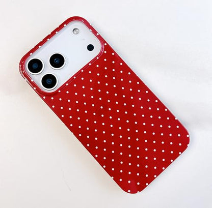Qokey Compatible with iPhone 17 Pro Max Case, White Polka Dot TPU Glossy Case, Cute Simple Aesthetics Design for Girls Women, Lightweight Soft Slim Protection Fashionable Cover - Wine Red - color: White Dots & Wine Red