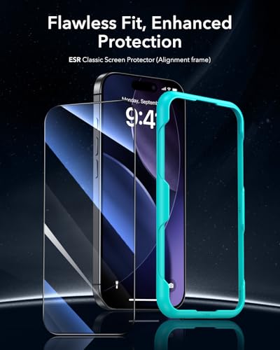ESR 3 Pack for iPhone 17 Pro Max Screen Protector, Align Frame | Military Grade Shatterproof, 9H Tempered Glass, Scratch-Resistant, Full-Coverage Protection, Easy Installation Tool