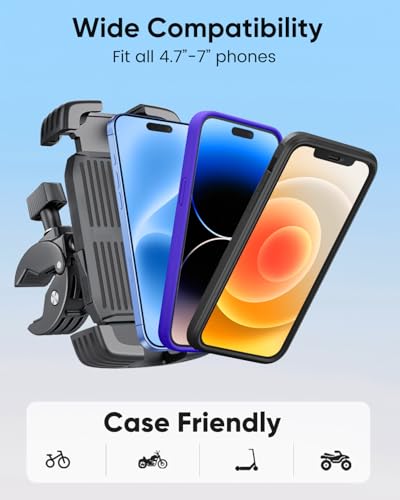 Bike Motorcycle Phone Mount, Bicycle Ebike ATV Handlebar Phone Holder