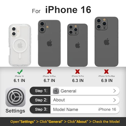 Follaroma Magnetic for iPhone 16 Case, Heavy Duty Phone Cases, Clear, 6.1" | Compatible with MagSafe, Heavy Duty Shock proof Protection, Military-Grade Anti-Drop, Dual Layer Transparent Protective Cover - color: Clear, size: iPhone 16 6.1''