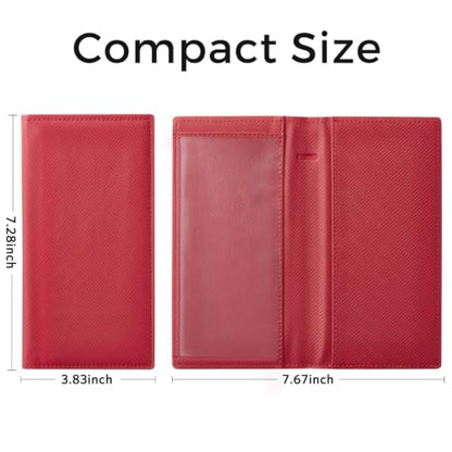CoBak Checkbook Cover for Women & Men - PU Leather Case with RFID Blocking | Classic Design Check Book Holder for Personal and Business - color: Carbon Red