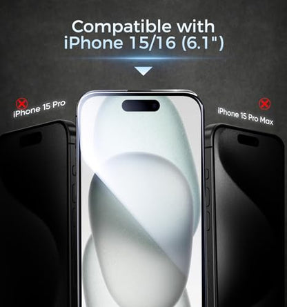 MAGIC JOHN Privacy 3rd Gen Upgraded for iPhone 15/16 Screen Protector - size: iPhone 16/15-6.1''