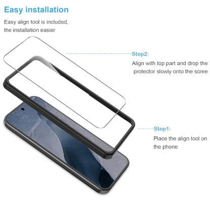 2+2 Pack for Google Pixel 11 Pro 6.3”Screen Protector & Camera Lens Protector,with Alignment Frame，9H Tempered Glass Film,HD Clear Scratch Resistant,Bubble-Free - color: Transparent