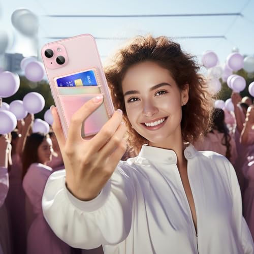 SHANSHUI Magnetic Wallet Compatible for Magsafe, PU Leather Power Magnet Card Holder for Back of Phone Wallet 2 Card Slots Compatible for iPhone 15/14/ 13/12 Series - color: PurpleRainbow