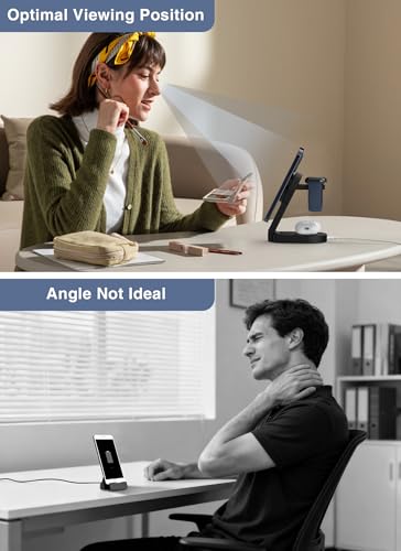 3 in 1 Foldable Charging Station for Apple Devices, Wireless Charger Stand for MagSafe Charger for iPhone 17/16/15/14/13/12, Phone Watch Charging Station for iWatch 10-2, for AirPods
