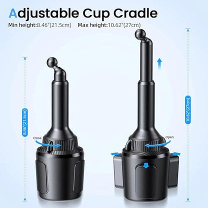APPS2Car 15W Qi Fast Wireless Car Charger Solid Cup Holder Phone Mount