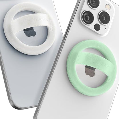 2-Pack Magnetic Phone Grip Holders Compatible with MagSafe, Soft-Touch Silicone Finger Loops for iPhone, Comfortable and Secure Fit (Clear Sparkle & Green Glitter) - color: Mint Glitter