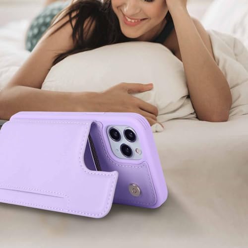 iCoverCase Compatible with iPhone 11 Pro Phone Case with Card Holder, Wallet Case for Women Men RFID Blocking PU Leather Protective Case 5.8 Inch (Light Purple) - color: Light Purple