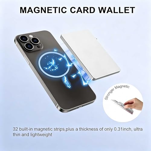 Magsafe Wallet Magnetic Card Holder for Phone, Silver - color: Slim Magnetic No Clip - Polished Silver