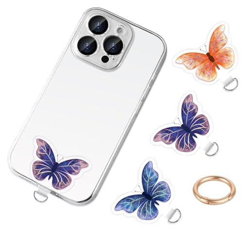 Phone Tether Tab 3 Pcs Universal Phone Lanyard Case Patch Without Adhesive with 1 Pc Spring Ring Phone Lanyard Replacement Part Pad for Cell Phone Strap for iPhone Samsung Google Butterfly