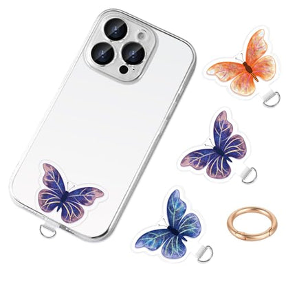 Phone Tether Tab 3 Pcs Universal Phone Lanyard Case Patch Without Adhesive with 1 Pc Spring Ring Phone Lanyard Replacement Part Pad for Cell Phone Strap for iPhone Samsung Google Butterfly
