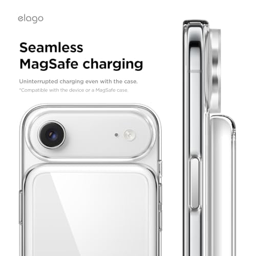 elago Hybrid Clear Case for MagSafe Battery Pack for iPhone Air | Compatible with MagSafe, PC + TPU Hybrid Technology, Anti-Yellowing, Crystal Clear, Shockproof Cover (Transparent)
