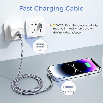 Basesailor iPhone 14 13 Pro Max Charger Cable Right Angle 10FT - color: Grey, size: 10FT/3M
