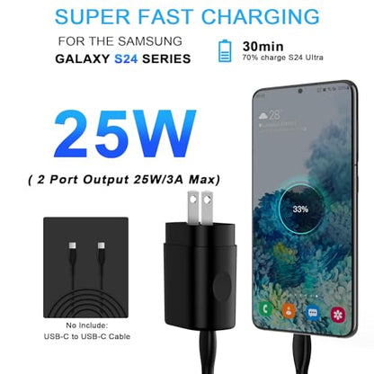 Charger Plug Super Fast Charging 25W 2Port USB A & USB C Wall Charger Block