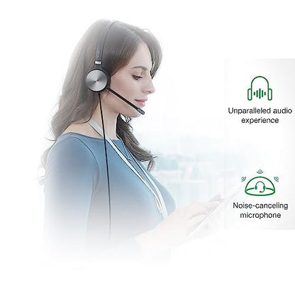 Yealink YHS36 Mono Telephone Headset with RJ9 Jack Phone Headset with Microphone Noise Canceling, Compatible Poly Snom Desk Landline Phones (2.1m Cable)