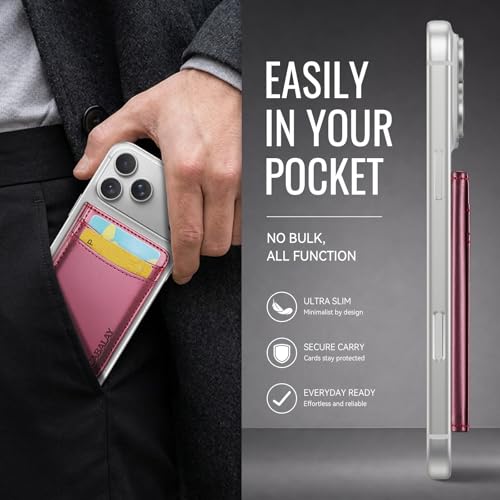 for MagSafe Wallet, Magnetic Phone Wallet RFID Blocking, 6 Cards Holder with Cash Slot,Compatible with Magsafe Phones and Cases for iPhone 17/16/15/14/13/12Pro/Max/Plus - color: wine red