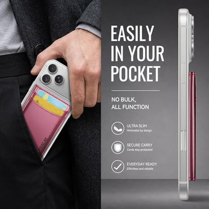 for MagSafe Wallet, Magnetic Phone Wallet RFID Blocking, 6 Cards Holder with Cash Slot,Compatible with Magsafe Phones and Cases for iPhone 17/16/15/14/13/12Pro/Max/Plus - color: wine red