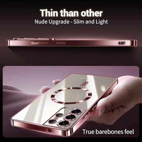 Hurgoer for Samsung Galaxy S21 Ultra Case.Soft TPU Electroplated Frame Cover with Clear Back.Drop Tested Protective Full Body Case.Thin Light Slim【Not Magsafe】 (Rose Gold, S21 Ultra) - color: Rose Gold, size: S21 Ultra