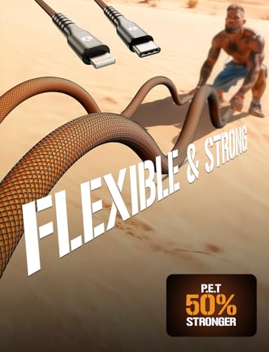 ToughTested 8FT USB-C to Lightning Cable, MFi Certified, 3A Fast Charge