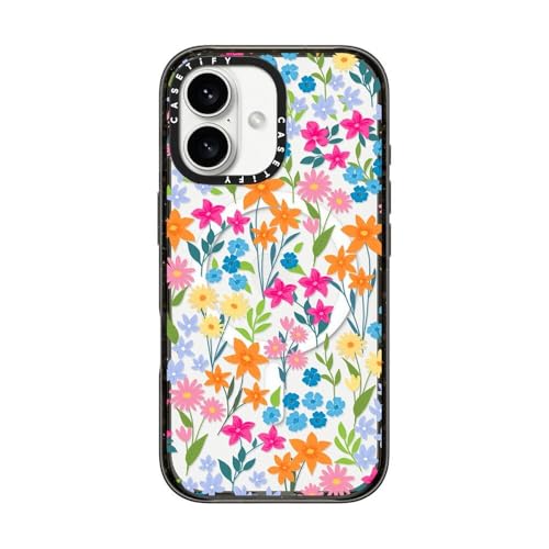 CASETiFY for iPhone 16 Case - Impact Compatible with MagSafe | 8.2 ft. 4x Military Grade Drop Protection | bright spring flowers - daisy floral pattern | Black - color: 05. bright spring flowers, size: Iphone 16 (6.1")
