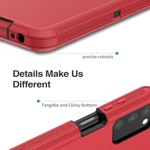 for Samsung Galaxy A03S Case, Heavy Duty Protective Case with [3 in 1] Rugged Rubber Shockproof Protection Cover for Galaxy A03S(Red/Black) - color: Red/Black