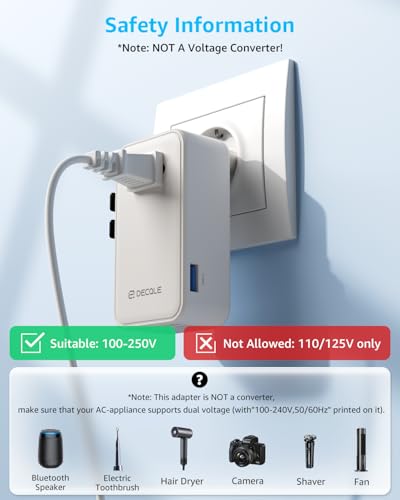 “Air” Universal Travel Adapter 3 USB-C＆ 1 USB-A Cover 200+ Countries - color: White, size: A1R GaN45W