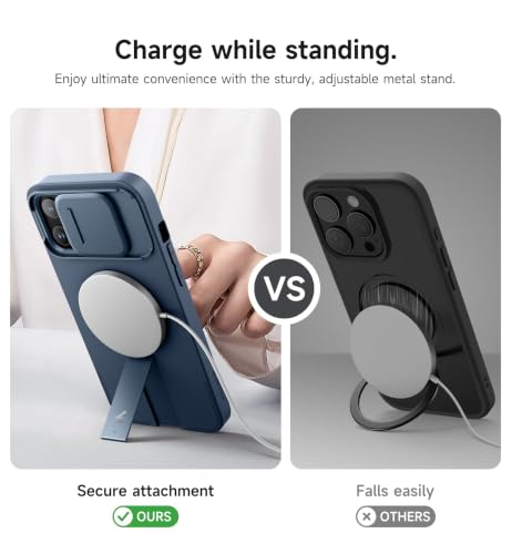 SURITCH for iPhone 13 Pro Max/12 Pro Max Case with Magnetic Camera Slide Cover and Adjustable Kickstand, Compatible with MagSafe, Shockproof Bumper Case Slim Protective Cover 6.7 Inch, Blue - color: Blue, size: IPhone 13 Pro Max/12 Pro Max-6.7"