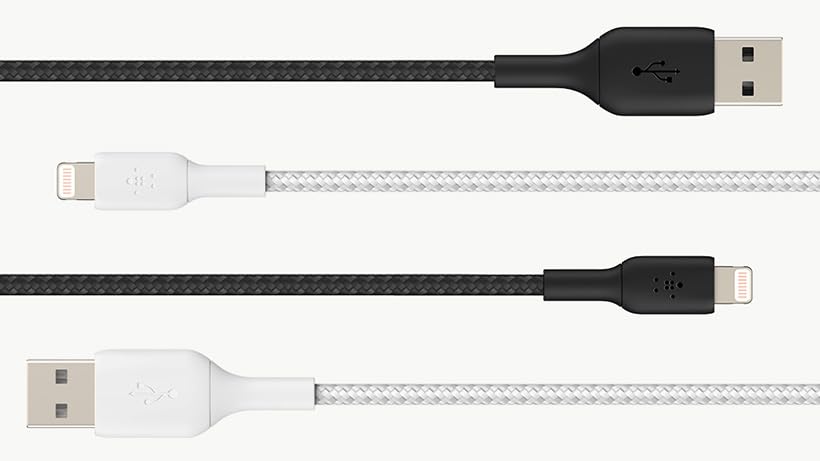 Belkin BoostCharge Braided Lightning Cable - 6.6ft/2M - MFi Certified Apple iPhone Charger USB to Lightning Cable 6ft - iPhone Cable - iPhone Charger Cable - Apple Charger - USB Phone Charger - Black - color: Black, style: 6.6 ft