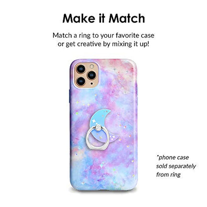 VELVET CAVIAR Cell Phone Ring Holder - Finger Ring & Stand - Improves Phone Grip Compatible with iPhone, Galaxy, Most Smartphones (Moon) - color: Moon