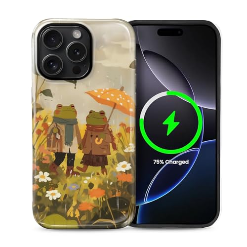 Magnetic for iPhone 14 Pro Case,[Compatible with Magsafe] Dual Layer Protective Heavy Duty Shockproof Rugged Drop Protection Bumper Hybrid Case - Rain Frog and Toad - color: Rain Frog and Toad, size: iPhone 14 Pro