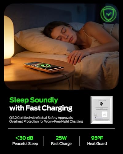 MOVESPEED for MagSafe Charger, Qi2.2 Certified 25W Magnetic Wireless Fast Charging Pad Compatible with iPhone 17/16/15/14/13/12 Series, AirPods Pro 4/3/2, Samsung Galaxy and More(Black)